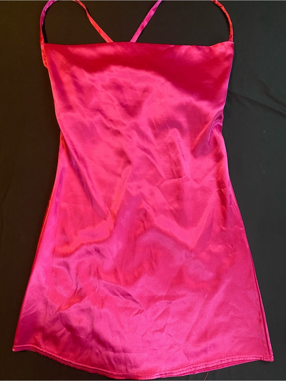 Hot Pink Satin Slip Dress